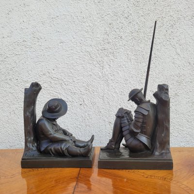 Janle / Max Le Verrier, Paire De Serre-livres Don Quichotte, Art Déco, XXème Siècle