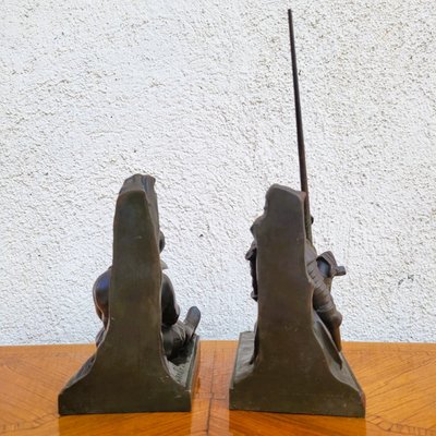 Janle / Max Le Verrier, Paire De Serre-livres Don Quichotte, Art Déco, XXème Siècle