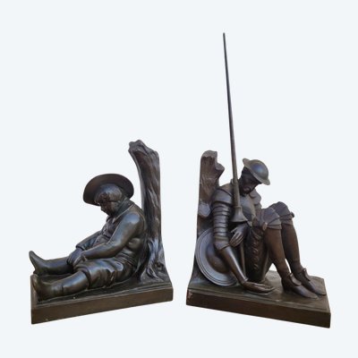 Janle / Max Le Verrier, Paire De Serre-livres Don Quichotte, Art Déco, XXème Siècle