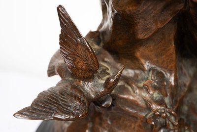 Scultura antica in bronzo firmata "Math Moreau", Francia, XIX secolo.
