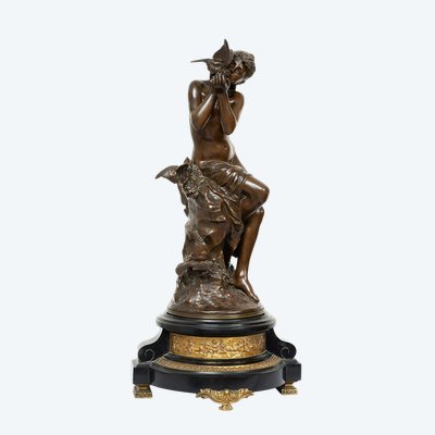 Scultura antica in bronzo firmata "Math Moreau", Francia, XIX secolo.