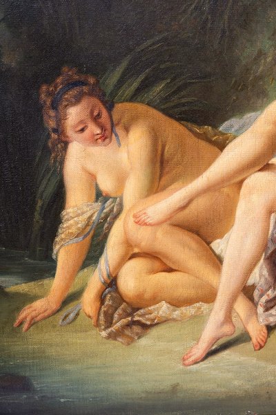 Peinture ancienne à l'huile sur toile, France, XIXe siècle.
