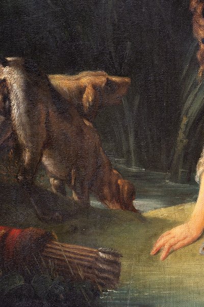 Peinture ancienne à l'huile sur toile, France, XIXe siècle.