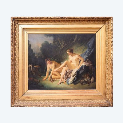 Peinture ancienne à l'huile sur toile, France, XIXe siècle.