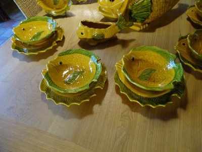 1960 Vallauris Bouillabaisse Set timbrato 15 pezzi Vintage