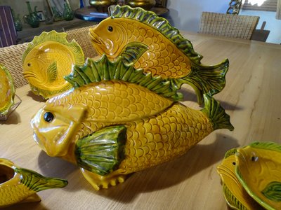 1960 Vallauris Bouillabaisse Set timbrato 15 pezzi Vintage