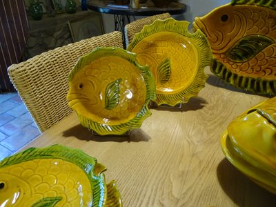 1960 Vallauris Bouillabaisse Set timbrato 15 pezzi Vintage
