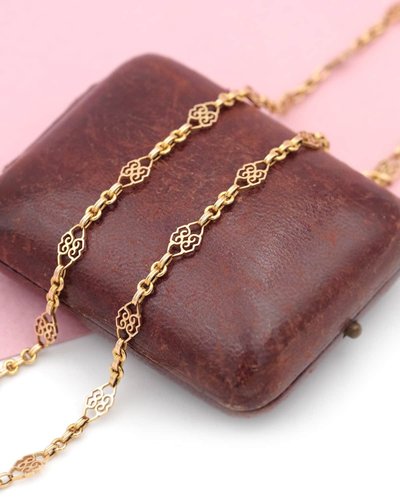 Chaine collier filigrane en or 18k, or repercé, collier ancien, chaine Napoléon III 