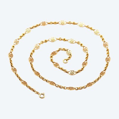 Chaine collier filigrane en or 18k, or repercé, collier ancien, chaine Napoléon III 