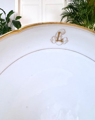 Serving cup - Limoges porcelain - Jean Pouyat - Vieux Paris - Monograms