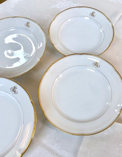 Piccolo piatto da portata - Porcelaine Jean Pouyat - Vieux Paris - Monogrammi