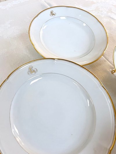 Piccolo piatto da portata - Porcelaine Jean Pouyat - Vieux Paris - Monogrammi