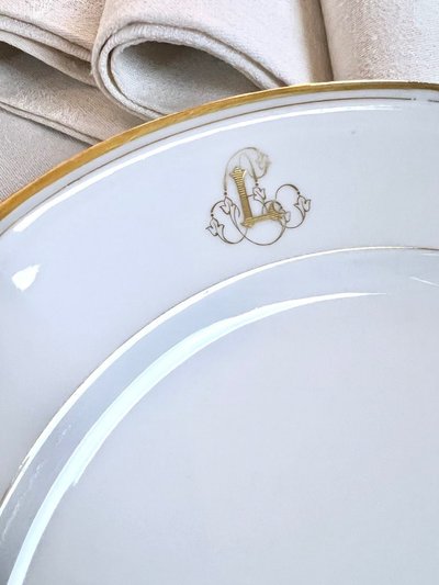 Piccolo piatto da portata - Porcelaine Jean Pouyat - Vieux Paris - Monogrammi