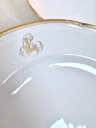 Piccolo piatto da portata - Porcelaine Jean Pouyat - Vieux Paris - Monogrammi