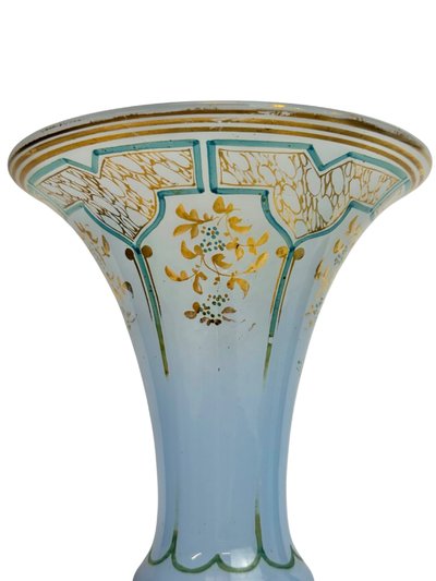 Pair of Napoleon III blue linen opaline vases