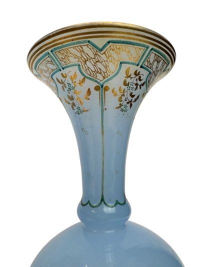 Pair of Napoleon III blue linen opaline vases