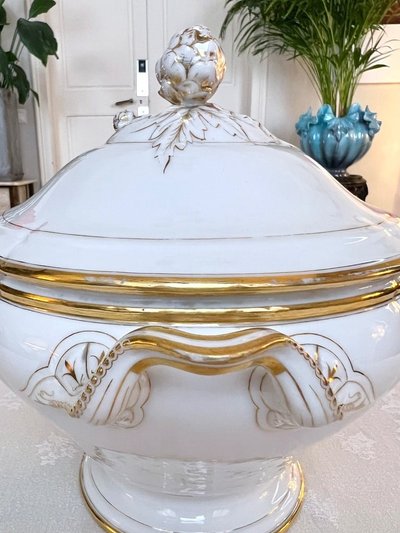 Soup tureen Limoges porcelain - Jean Pouyat - Tableware - Monograms - Vieux Paris
