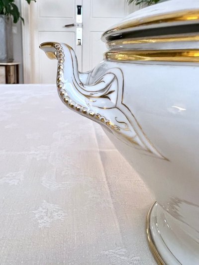 Soup tureen Limoges porcelain - Jean Pouyat - Tableware - Monograms - Vieux Paris