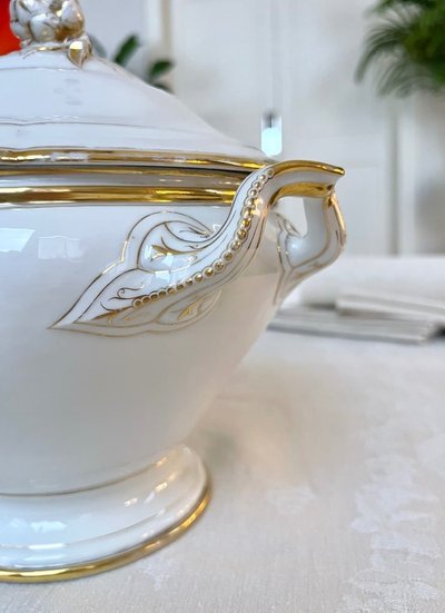 Soup tureen Limoges porcelain - Jean Pouyat - Tableware - Monograms - Vieux Paris