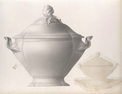 Soup tureen Limoges porcelain - Jean Pouyat - Tableware - Monograms - Vieux Paris
