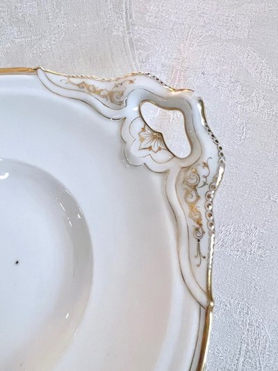 Grande piatto da portata ovale - Porcellana di Limoges Jean Pouyat - Monogrammi - Vieux Paris