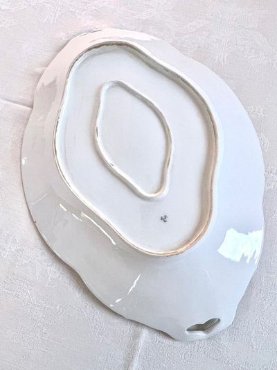 Grande piatto da portata ovale - Porcellana di Limoges Jean Pouyat - Monogrammi - Vieux Paris