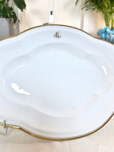 Grande piatto da portata ovale - Porcellana di Limoges Jean Pouyat - Monogrammi - Vieux Paris