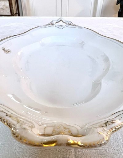 Grande piatto da portata ovale - Porcellana di Limoges Jean Pouyat - Monogrammi - Vieux Paris
