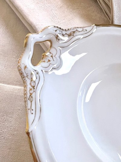 Grande piatto da portata ovale - Porcellana di Limoges Jean Pouyat - Monogrammi - Vieux Paris