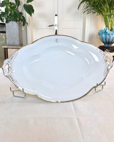 Grande piatto da portata ovale - Porcellana di Limoges Jean Pouyat - Monogrammi - Vieux Paris