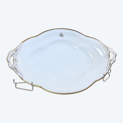 Grande piatto da portata ovale - Porcellana di Limoges Jean Pouyat - Monogrammi - Vieux Paris