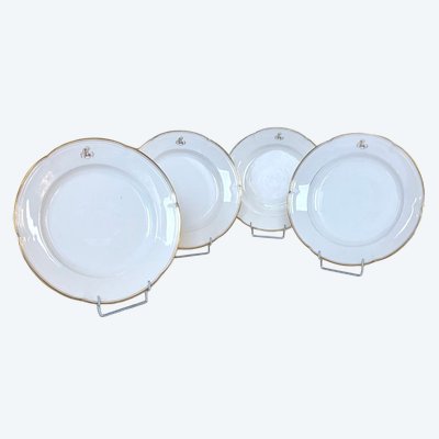Plat De Service Grand Format - Monogrammes - Porcelaine Limoges - Jean Pouyat - Vieux Paris