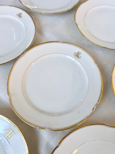 Dessertteller Weißes Porzellan - Limoges - Jean Pouyat - Vieux Paris - Monogramme