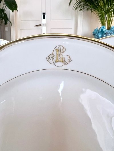 Dessertteller Weißes Porzellan - Limoges - Jean Pouyat - Vieux Paris - Monogramme