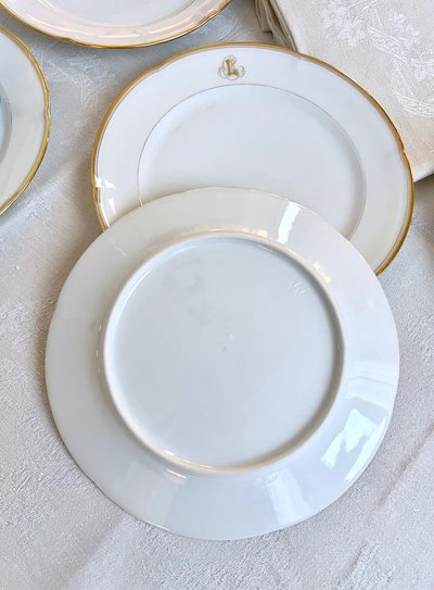 Dessertteller Weißes Porzellan - Limoges - Jean Pouyat - Vieux Paris - Monogramme