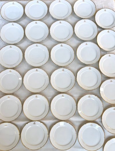 Dessertteller Weißes Porzellan - Limoges - Jean Pouyat - Vieux Paris - Monogramme