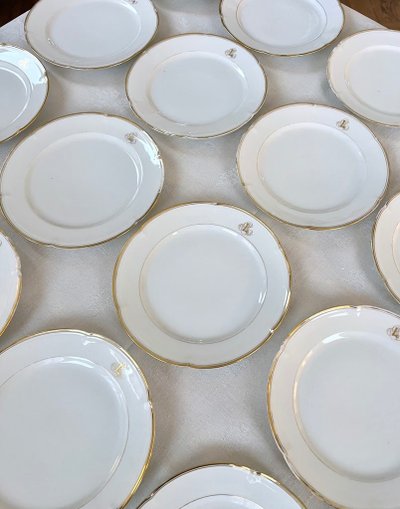 Dessertteller Weißes Porzellan - Limoges - Jean Pouyat - Vieux Paris - Monogramme