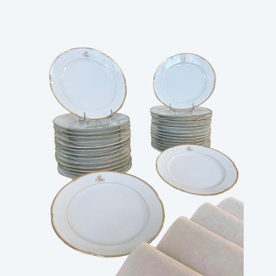 Dessertteller Weißes Porzellan - Limoges - Jean Pouyat - Vieux Paris - Monogramme