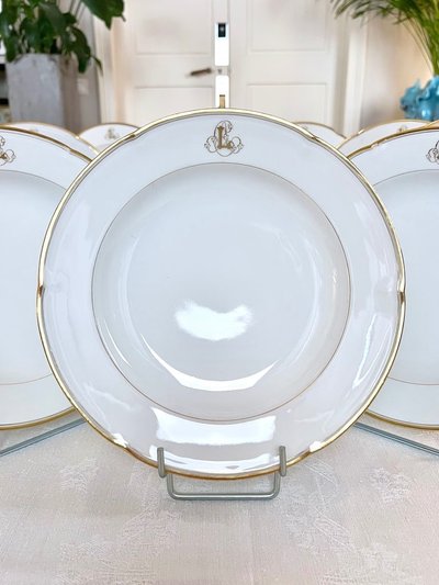 12 piatti da minestra Monogrammes - Porcellana di Limoges - Jean Pouyat - Vieux Paris
