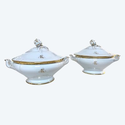 Gemüseschale Gedeckt Porzellan Limoges - Fretel Monogramme - Jean Pouyat - Vieux Paris - Service