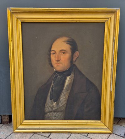 2 portrait huile sur toile datés 1850