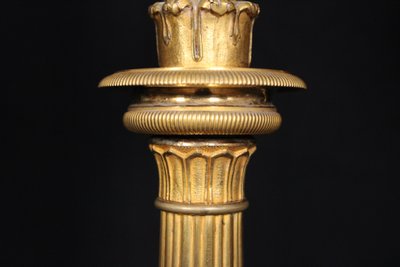 Coppia di candelabri a 6 luci in bronzo dorato, XIX secolo, periodo Luigi Filippo