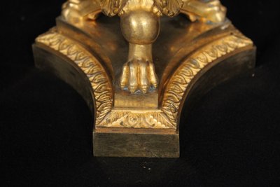 Coppia di candelabri a 6 luci in bronzo dorato, XIX secolo, periodo Luigi Filippo