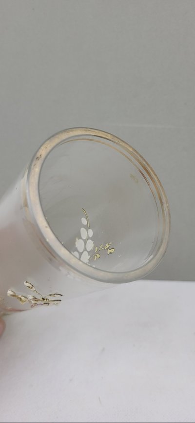 Enamelled glass scroll vase, Art Nouveau