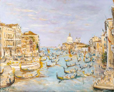 Serge Belloni (1925-2005) - Venise La Régate sur le Grand Canal huile sur toile vers 1980