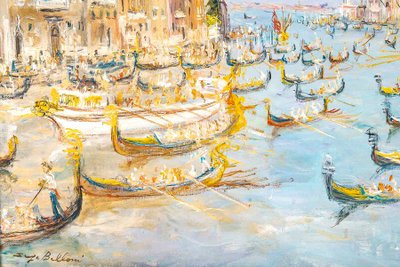 Serge Belloni (1925-2005) - Venise La Régate sur le Grand Canal huile sur toile vers 1980