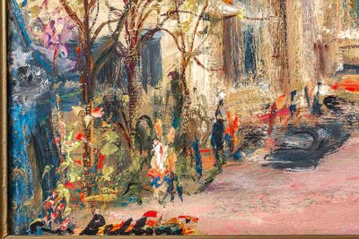 Serge Belloni (1925-2005) - The Flower Quays In Paris, Oil on Wood Circa 1980