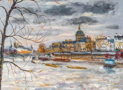 Serge Belloni (1925-2005) - Paris Its Quays and the Tree on the Seine, Oil on Canvas, circa 1980