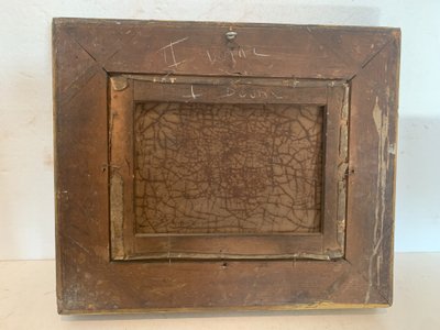 Oil on canvas "Animated landscape" wood and gilded stucco frame 19th century