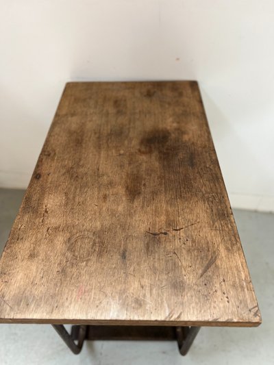 Design desk in tube and wood top XX century